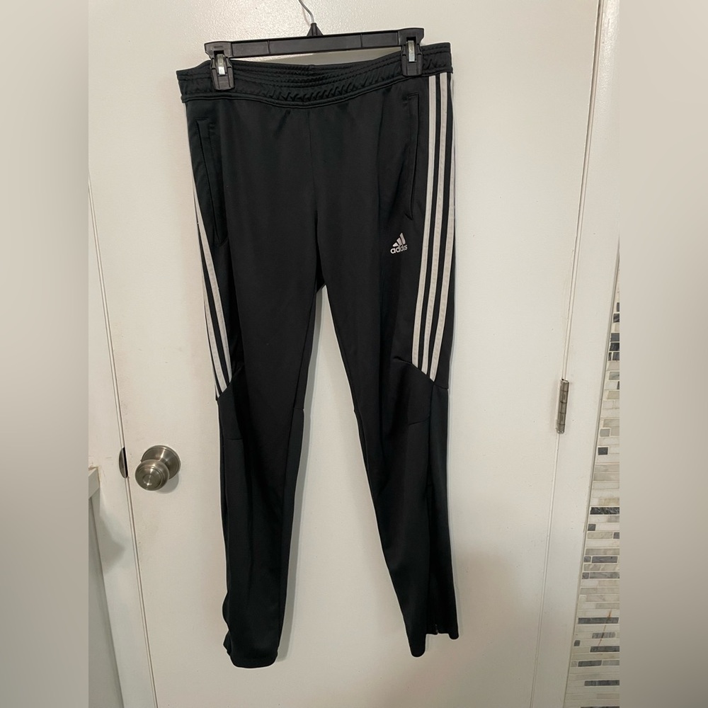 Adidas climacool gunmetal gray stretch mesh waist zip vent leg track pants M